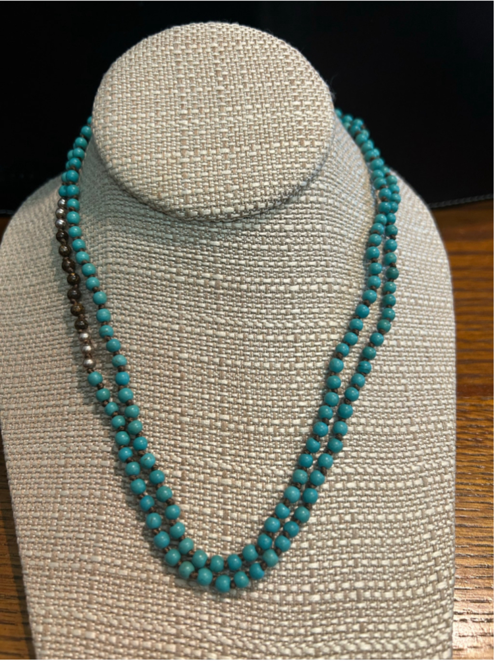Silpada Sterling Howlite Bronzite "Great Lengths" Bead Necklace 34”